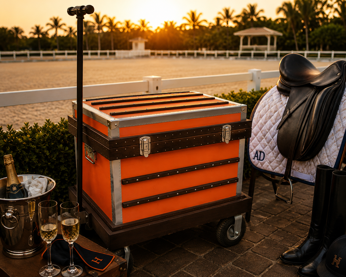 Orange trunk at sunset